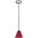 Martini 1 Light 7.25 inch Brushed Steel Pendant Ceiling Light in Red
