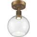 Port Nine LED 8 inch Antique Brushed Brass Semi-Flush Ceiling Light in Clear