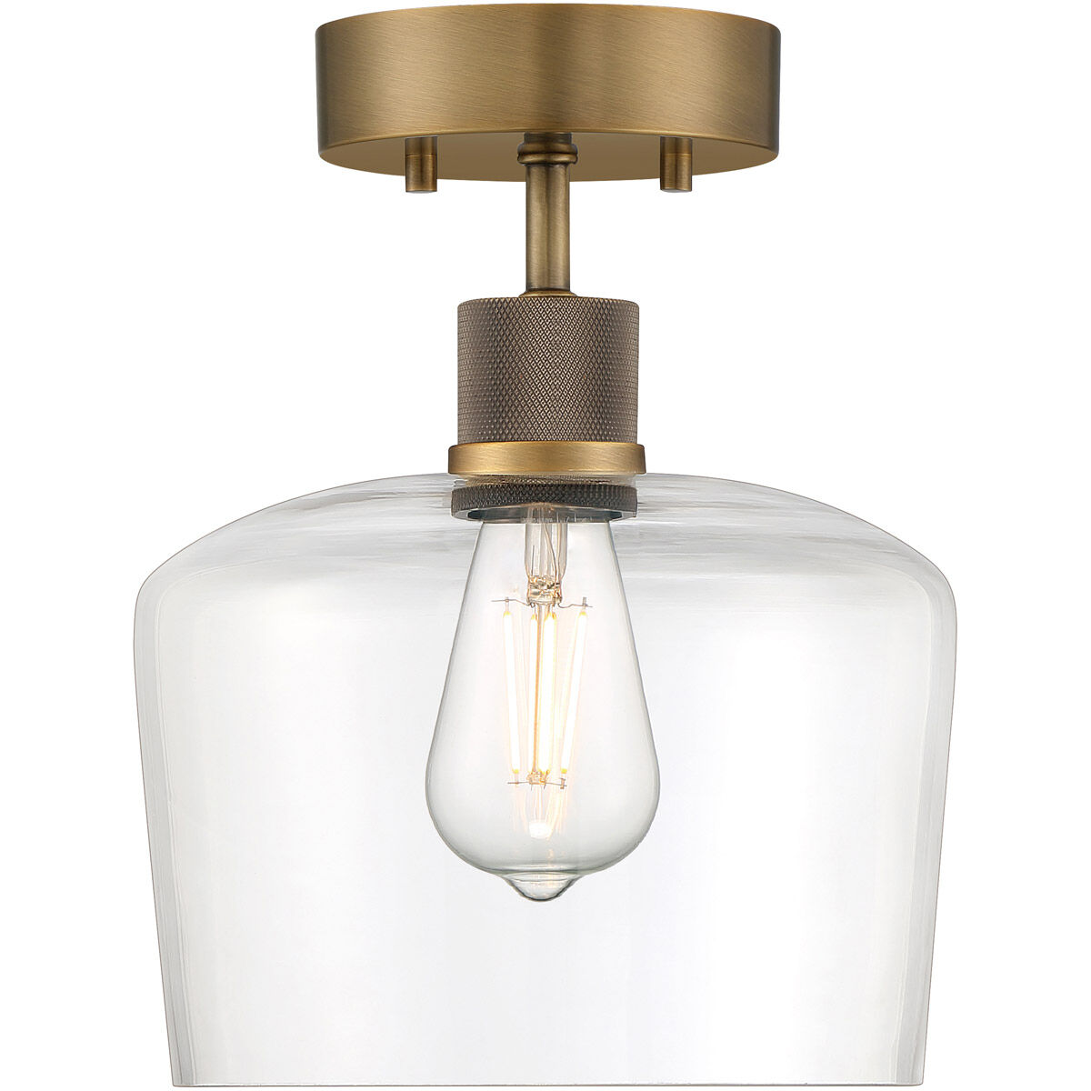 Port Nine LED 9 inch Antique Brushed Brass Semi-Flush Ceiling Light