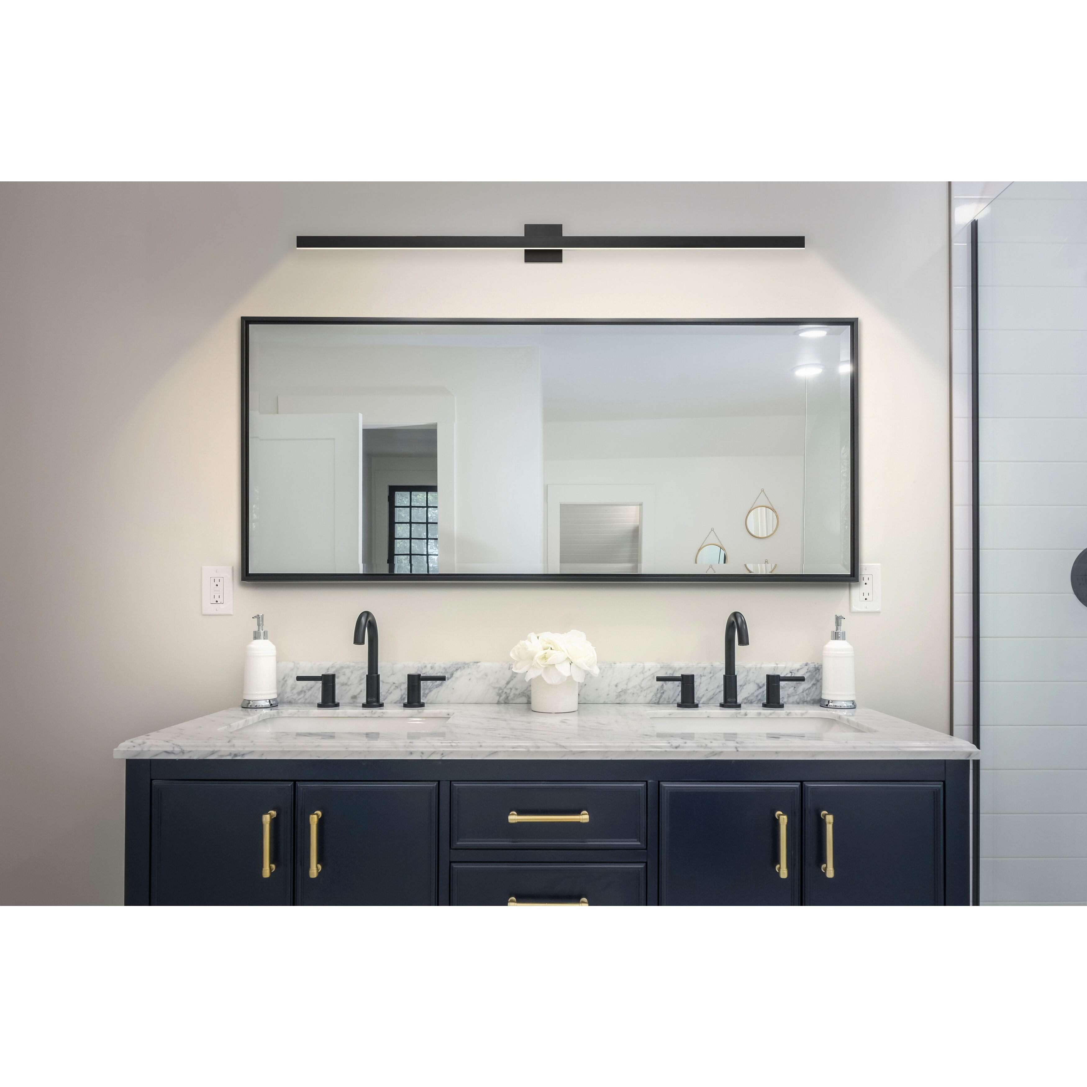 Cisco LED 48 inch Matte Black and White Bath Vanity Wall Light
