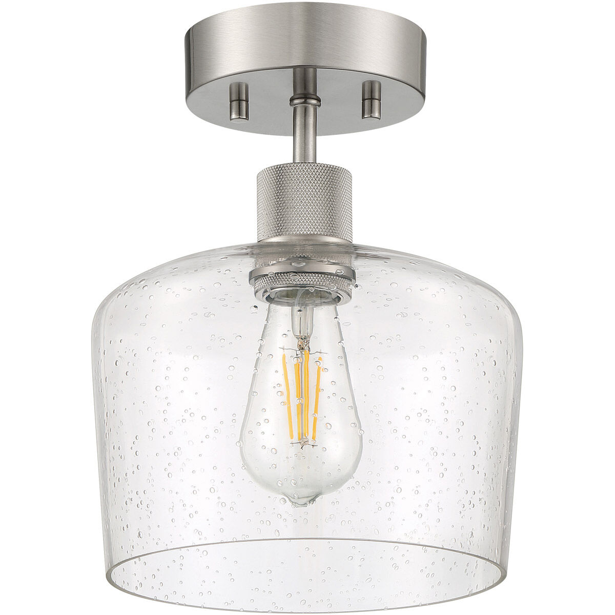 Port Nine LED 9 inch Brushed Steel Semi-Flush Ceiling Light