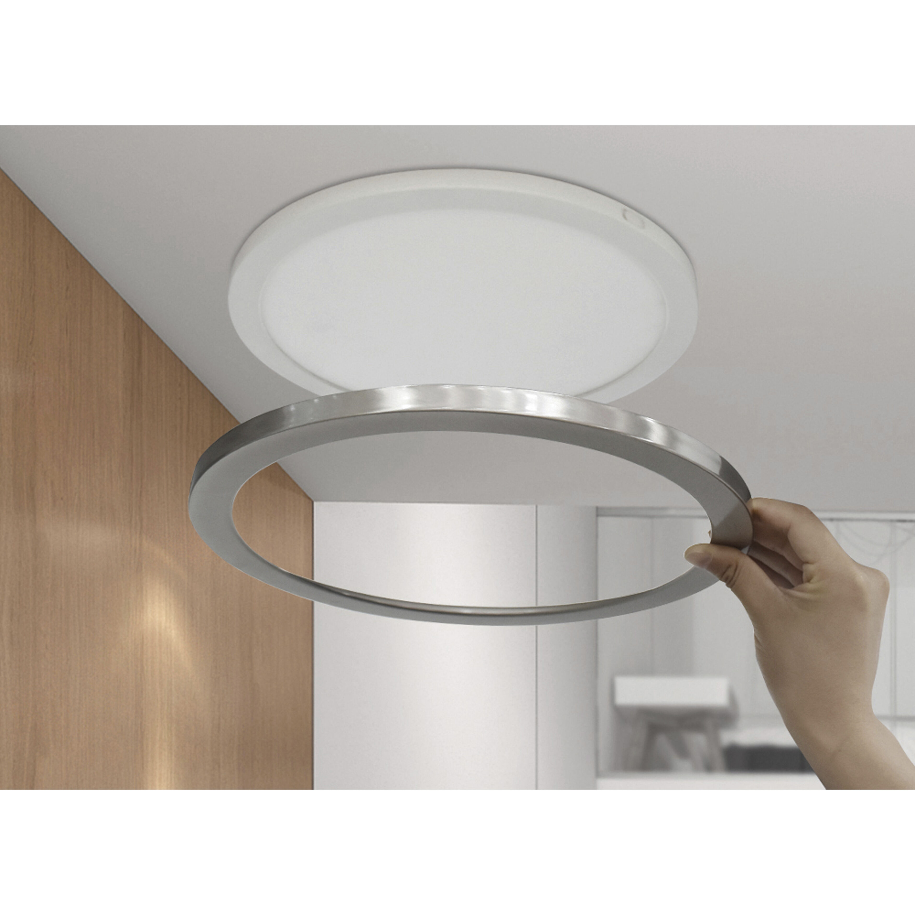 ModPLUS LED 9 inch Brushed Steel Flush Mount Ceiling Light