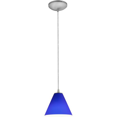Martini LED 7 inch Brushed Steel Pendant Ceiling Light in Cobalt