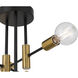 Sean 6 Light 16.25 inch Black and Antique Brushed Brass Semi Flush Ceiling Light