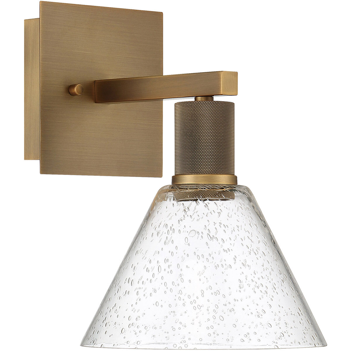 Port Nine Wall Sconce Wall Light in Seeded, Antique Brushed Brass