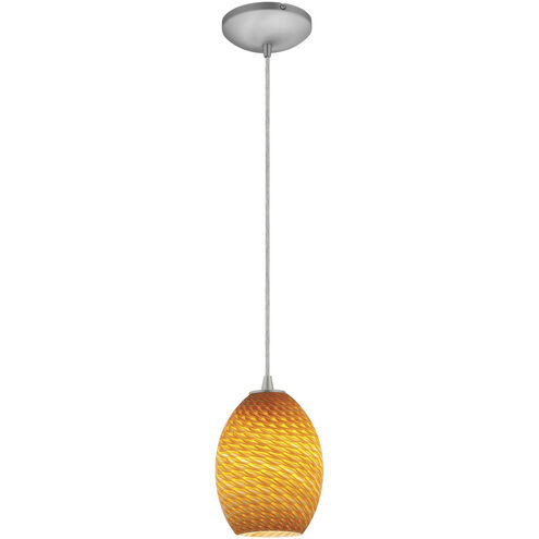 Brandy FireBird LED 6 inch Brushed Steel Pendant Ceiling Light in Amber Firebird