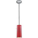 Glassn Glass Cylinder LED 4.5 inch Brushed Steel Pendant Ceiling Light in Clear and Red