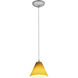 Martini 1 Light 7.25 inch Brushed Steel Pendant Ceiling Light in Amber