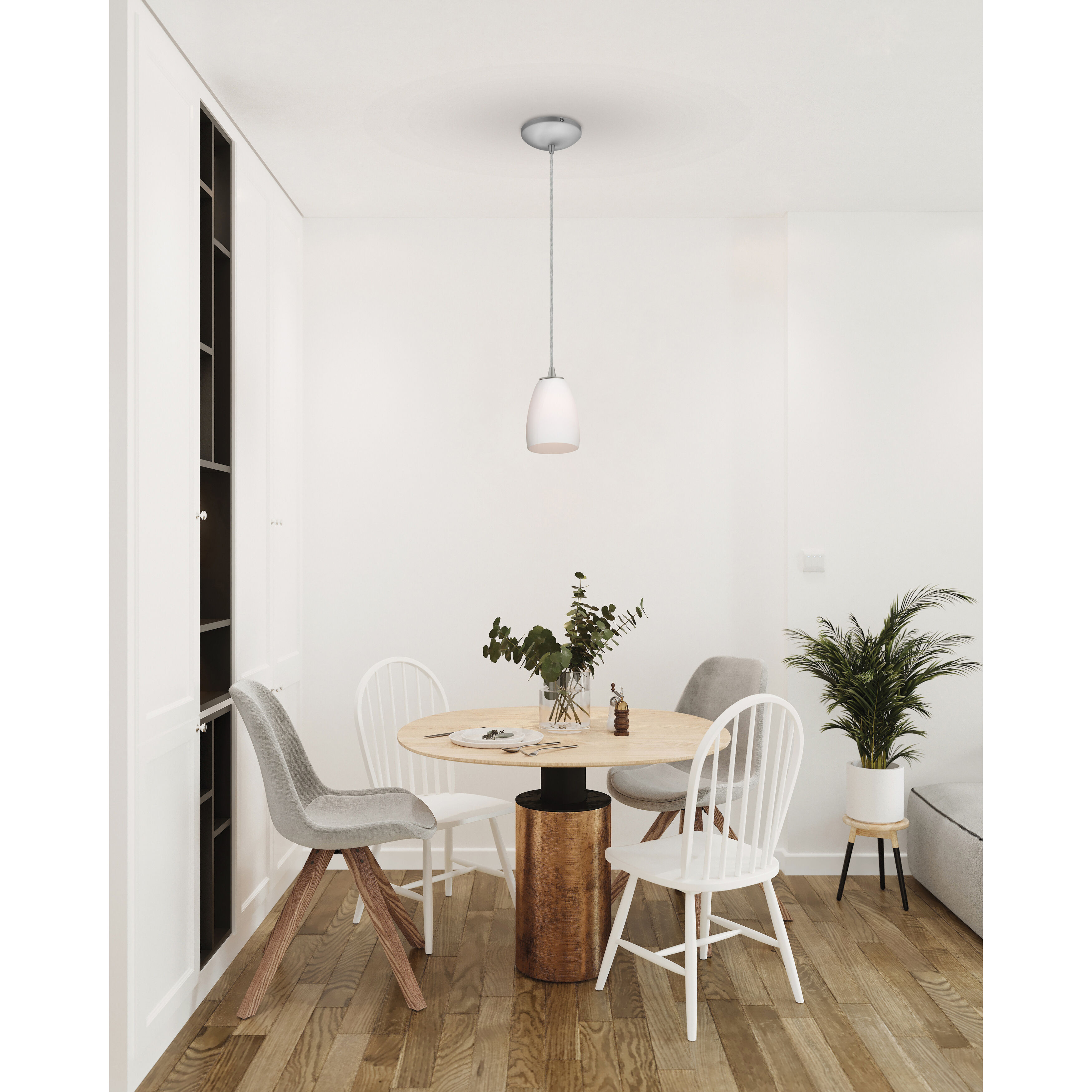 Sherry 1 Light 4.5 inch Brushed Steel Pendant Ceiling Light in Opal