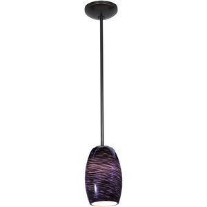 Chianti 1 Light 5 inch Oil Rubbed Bronze Pendant Ceiling Light in Purple Swirl, Rod
