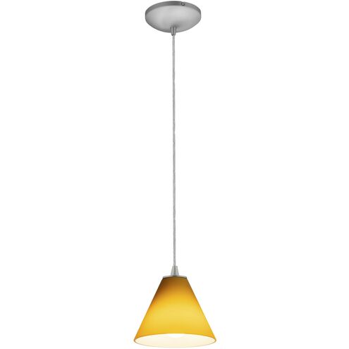 Martini LED 7 inch Brushed Steel Pendant Ceiling Light in Amber