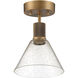 Port Nine LED 8 inch Antique Brushed Brass Semi-Flush Ceiling Light in Seeded