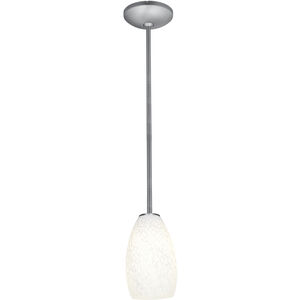 Champagne LED 5 inch Brushed Steel Pendant Ceiling Light in White Stone
