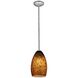 Champagne LED 5 inch Brushed Steel Pendant Ceiling Light in Brown Stone