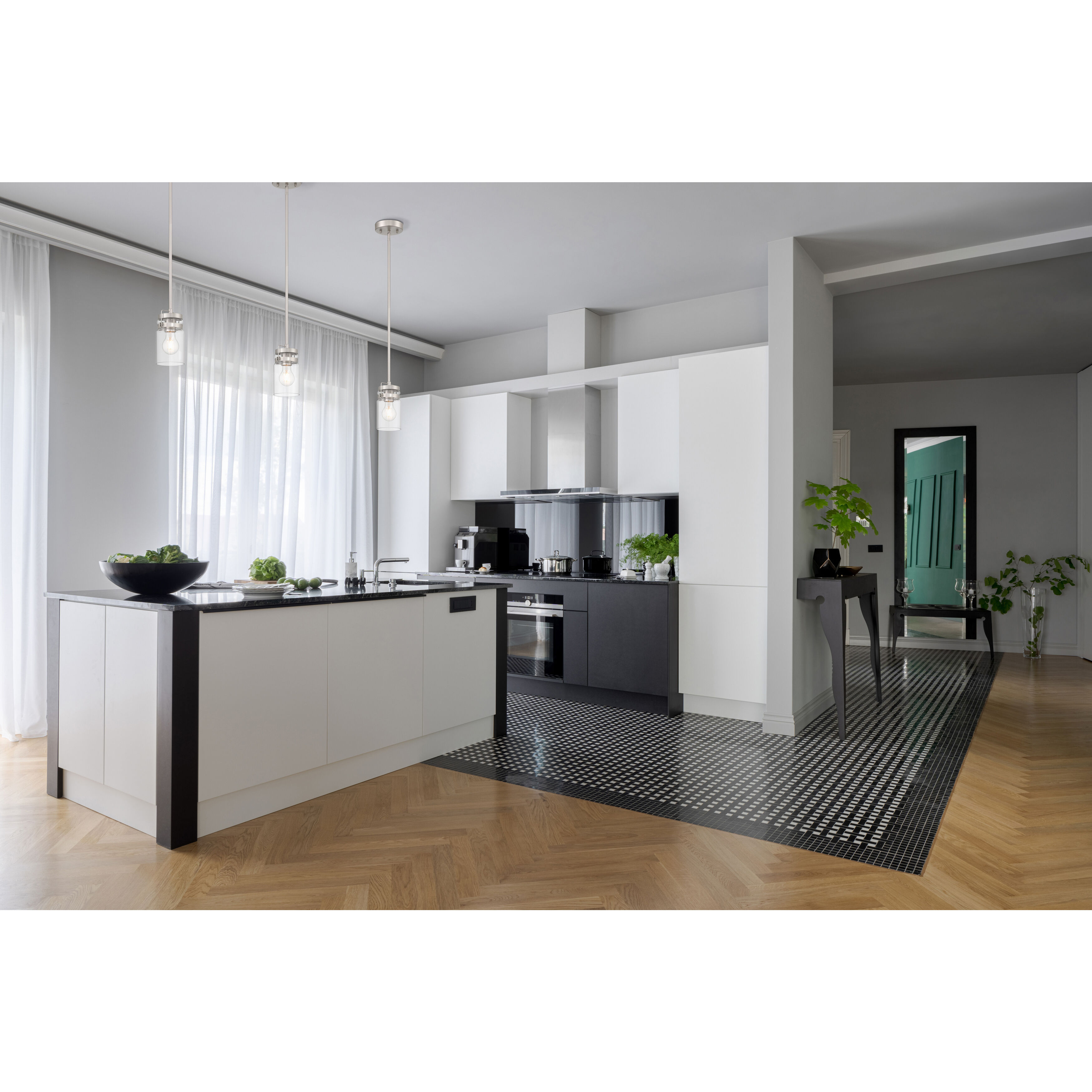 Shelby LED 4.5 inch Brushed Steel and Clear Pendant Ceiling Light