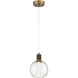 Port Nine LED 7.5 inch Antique Brushed Brass Pendant Ceiling Light in Clear