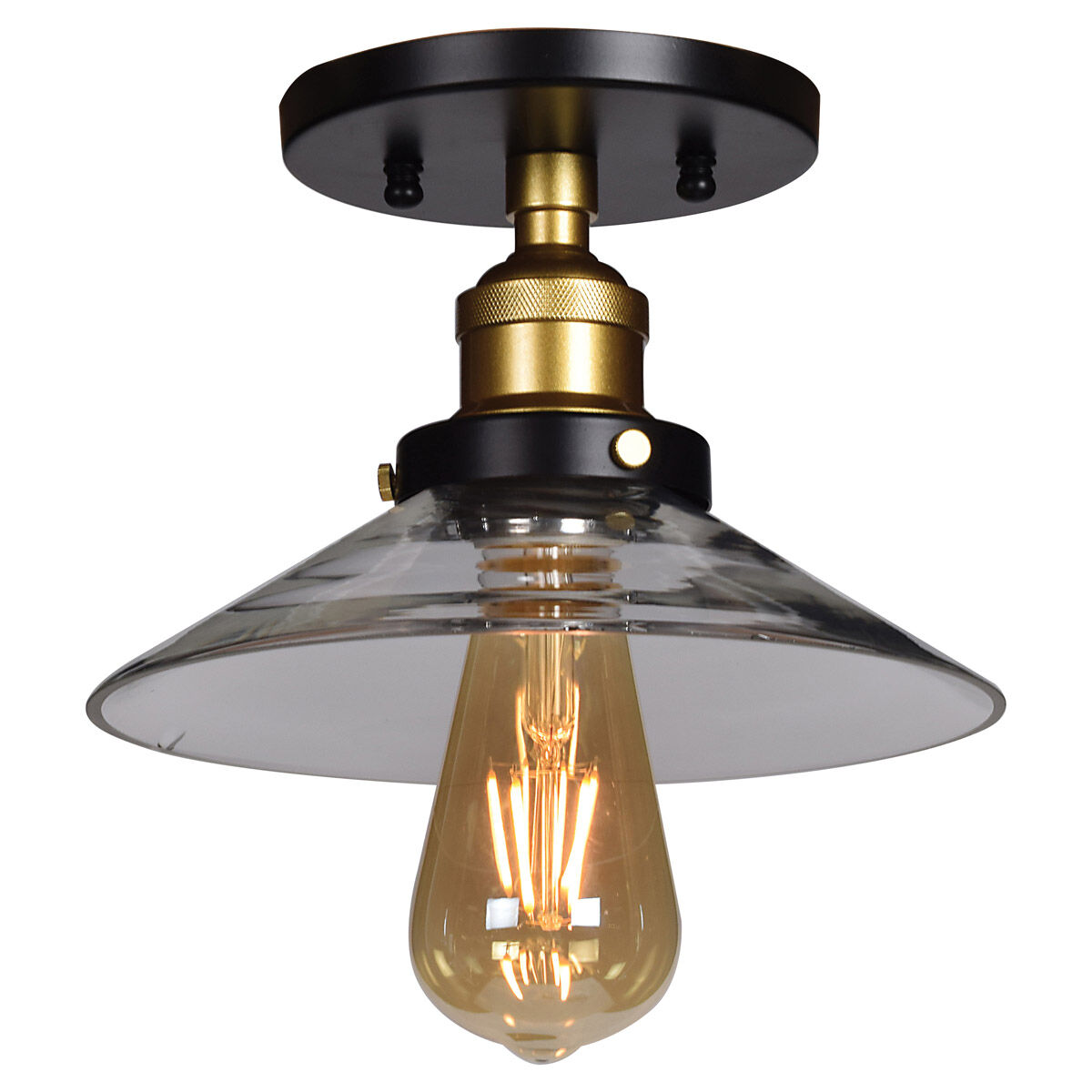 Black and gold semi deals flush mount light