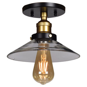 The District LED 9 inch Black and Gold Semi-Flush Ceiling Light