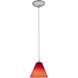 Martini LED 7 inch Brushed Steel Pendant Ceiling Light in Red