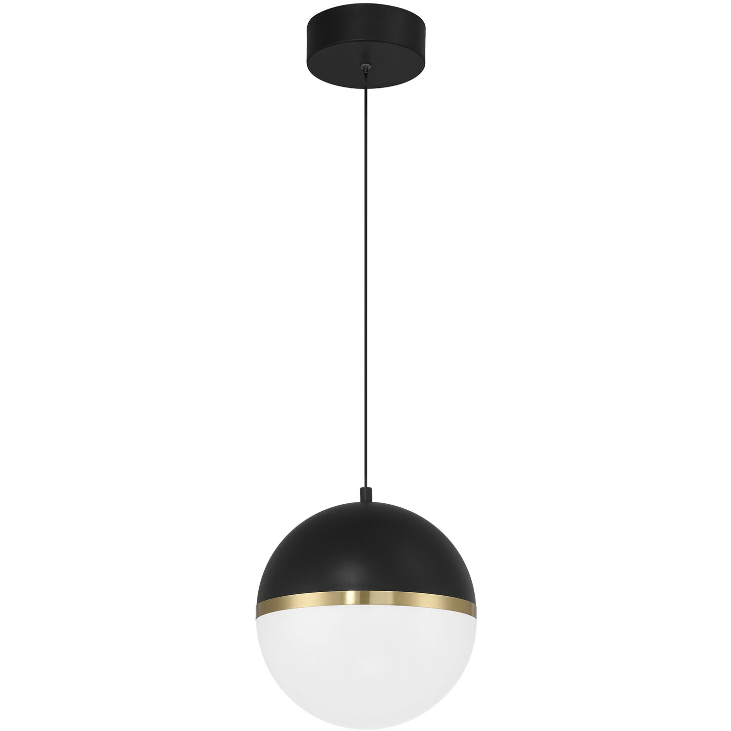 Unity LED 10 inch Black and Antique Brushed Brass and Opal Pendant Ceiling Light