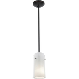 Glassn Glass Cylinder 1 Light 5 inch Oil Rubbed Bronze Pendant Ceiling Light in Clear and Opal, Rod