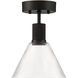 Port Nine LED 8 inch Matte Black Semi-Flush Ceiling Light in Clear
