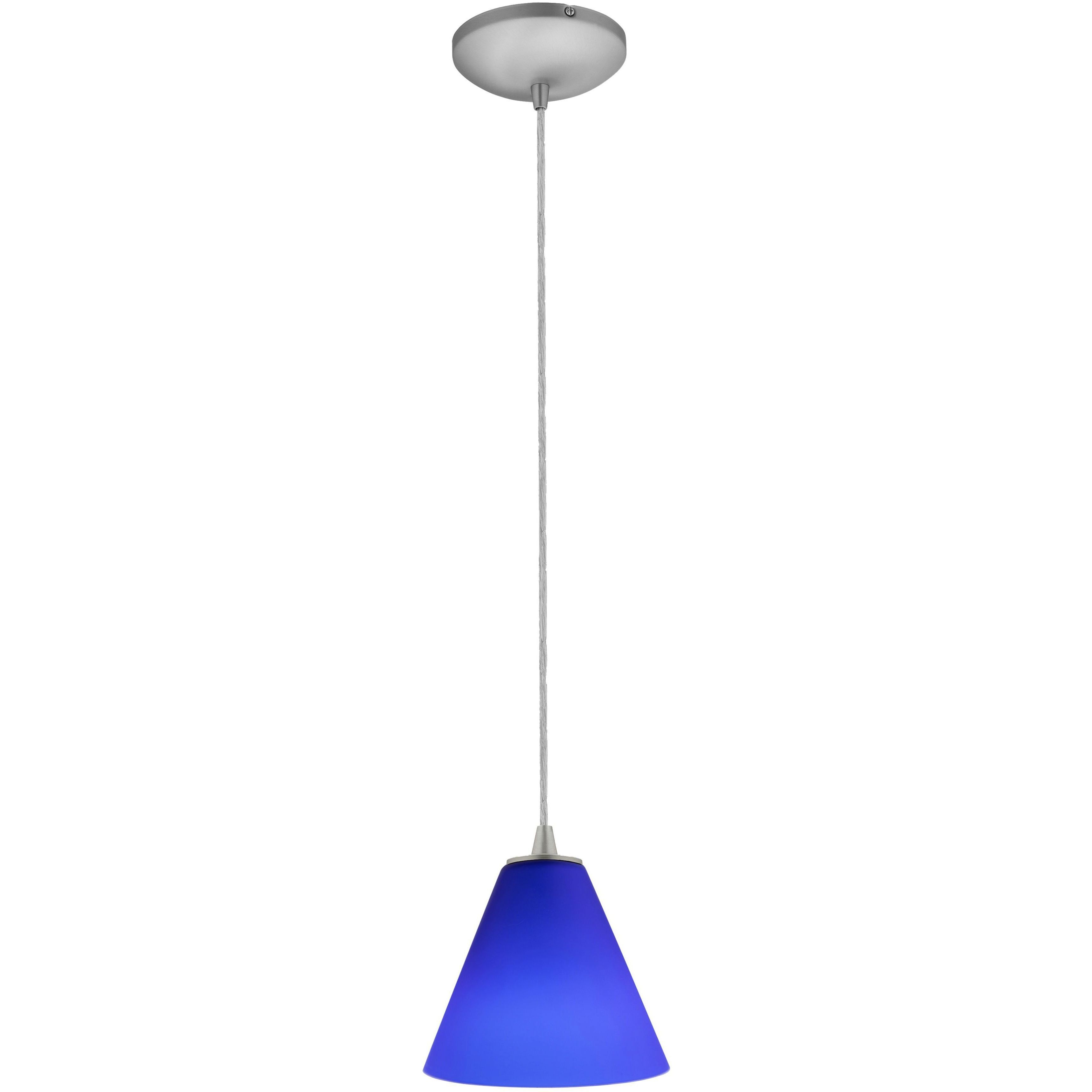 Martini LED 7 inch Brushed Steel Pendant Ceiling Light in Cobalt