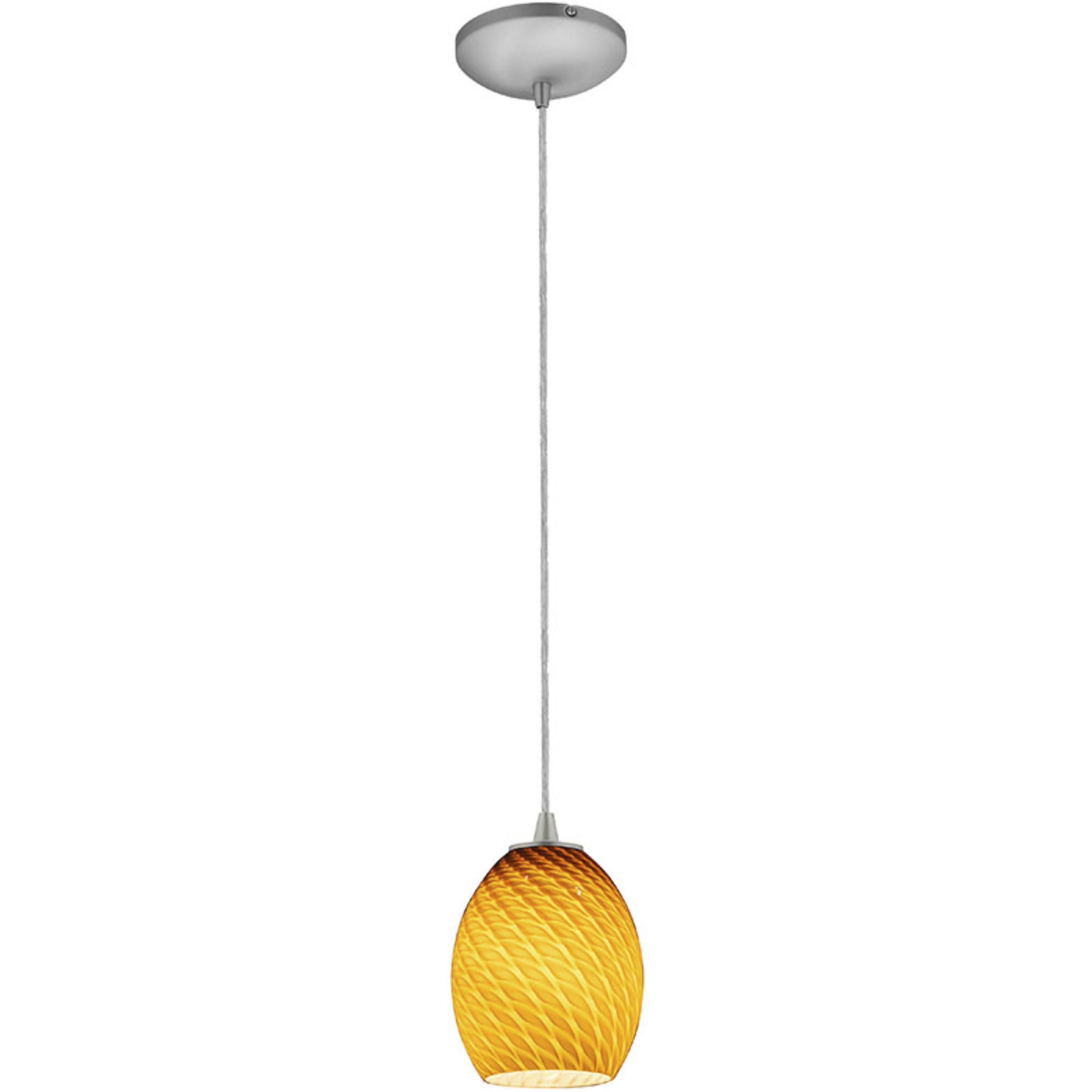 Brandy FireBird LED 6 inch Brushed Steel Pendant Ceiling Light in Amber Firebird