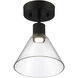 Port Nine LED 8 inch Matte Black Semi-Flush Ceiling Light in Clear