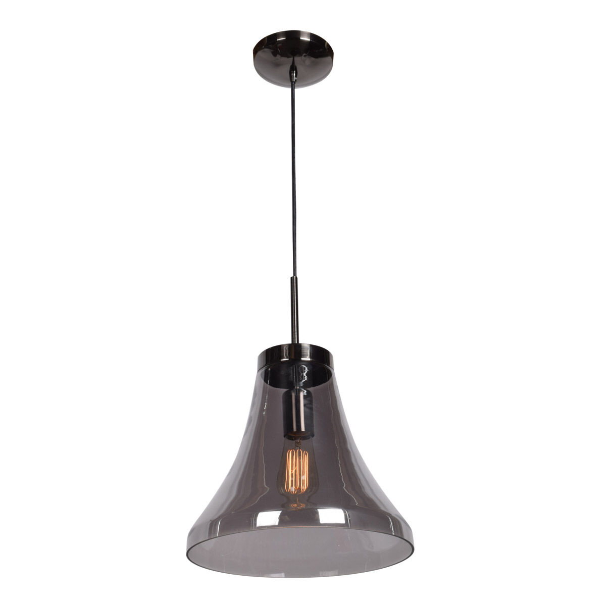 Simplicite 1 Light 11.75 inch Black Chrome Pendant Ceiling Light in Smoke
