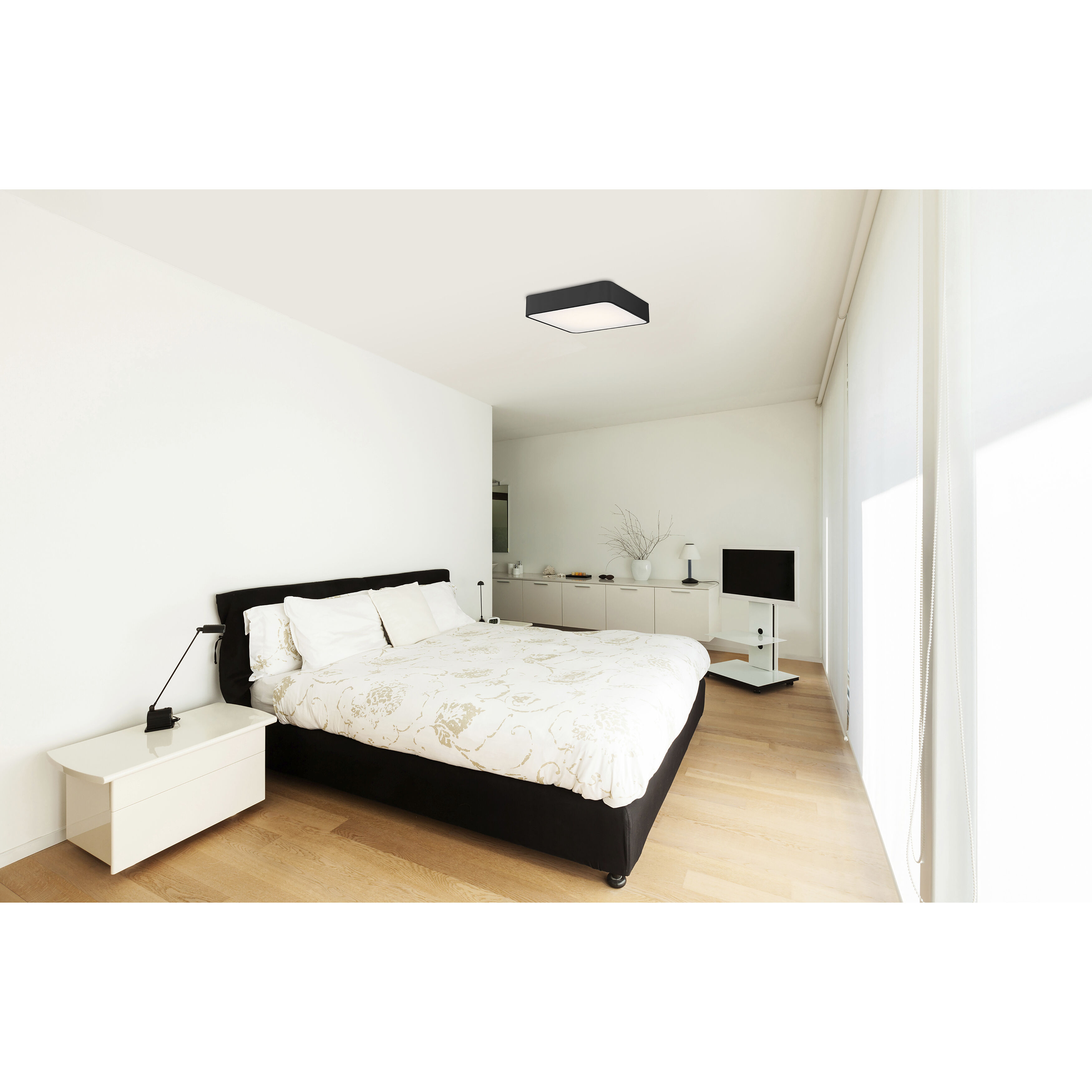 Granada LED 15.75 inch Black and White Flush Mount Ceiling Light