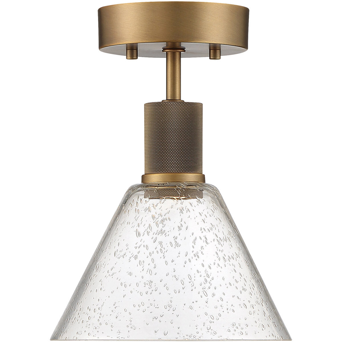 Port Nine LED 8 inch Antique Brushed Brass Semi-Flush Ceiling Light in Seeded