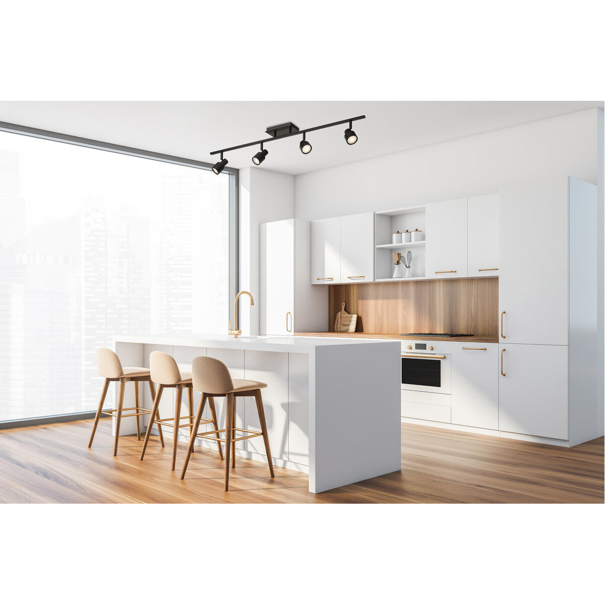 Lincoln 4 Light 120 Brushed Steel Track Ceiling Light