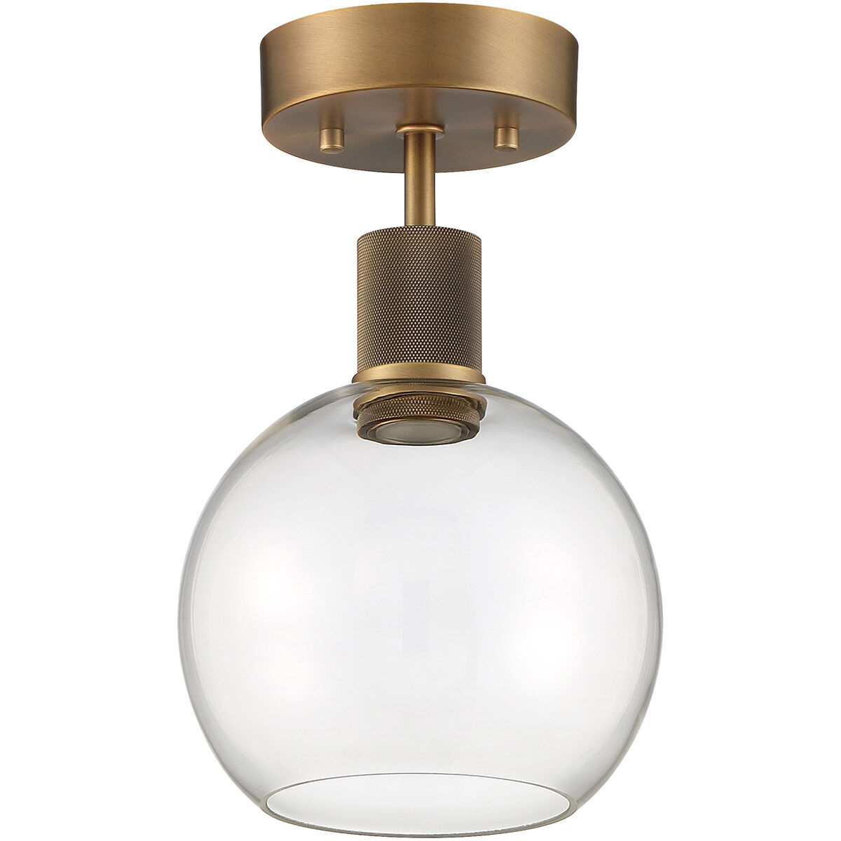 Port Nine LED 8 inch Antique Brushed Brass Semi-Flush Ceiling Light in Clear