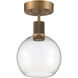 Port Nine LED 8 inch Antique Brushed Brass Semi-Flush Ceiling Light in Clear