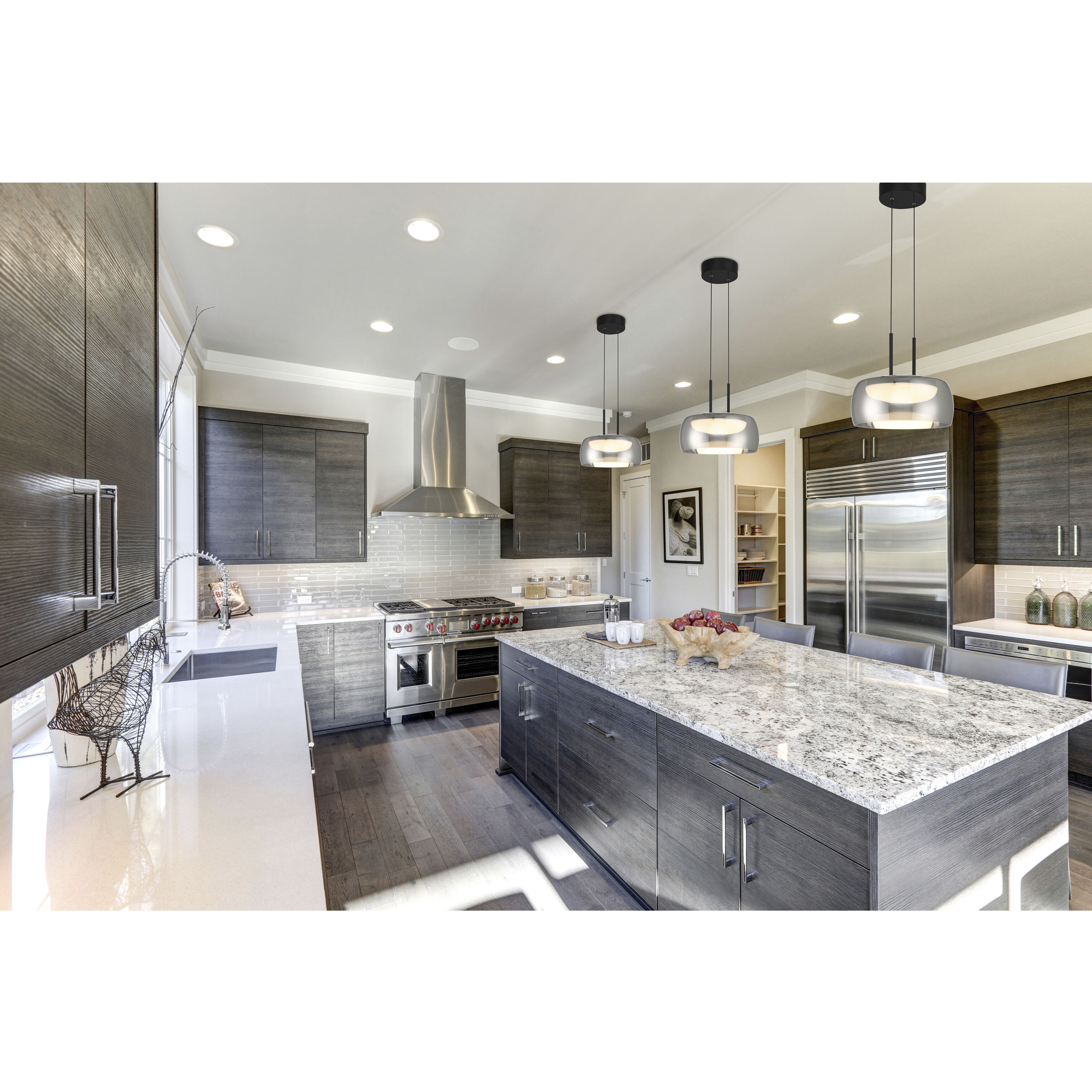 Chloe LED 13.75 inch Matte Black and Smoke Pendant Ceiling Light