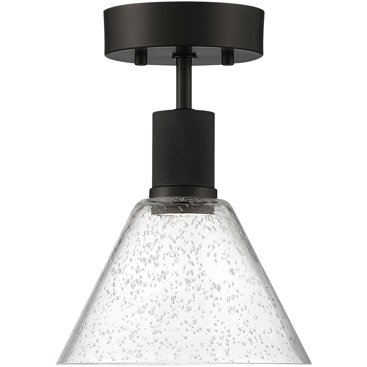 Port Nine LED 8 inch Matte Black Semi-Flush Ceiling Light in Seeded
