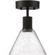 Port Nine LED 8 inch Matte Black Semi-Flush Ceiling Light in Seeded