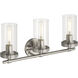 Lily 3 Light 20 inch Brushed Steel Vanity/Bath Bar Wall Light