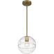 Swirl 1 Light 8.5 inch Antique Brushed Brass Pendant Ceiling Light