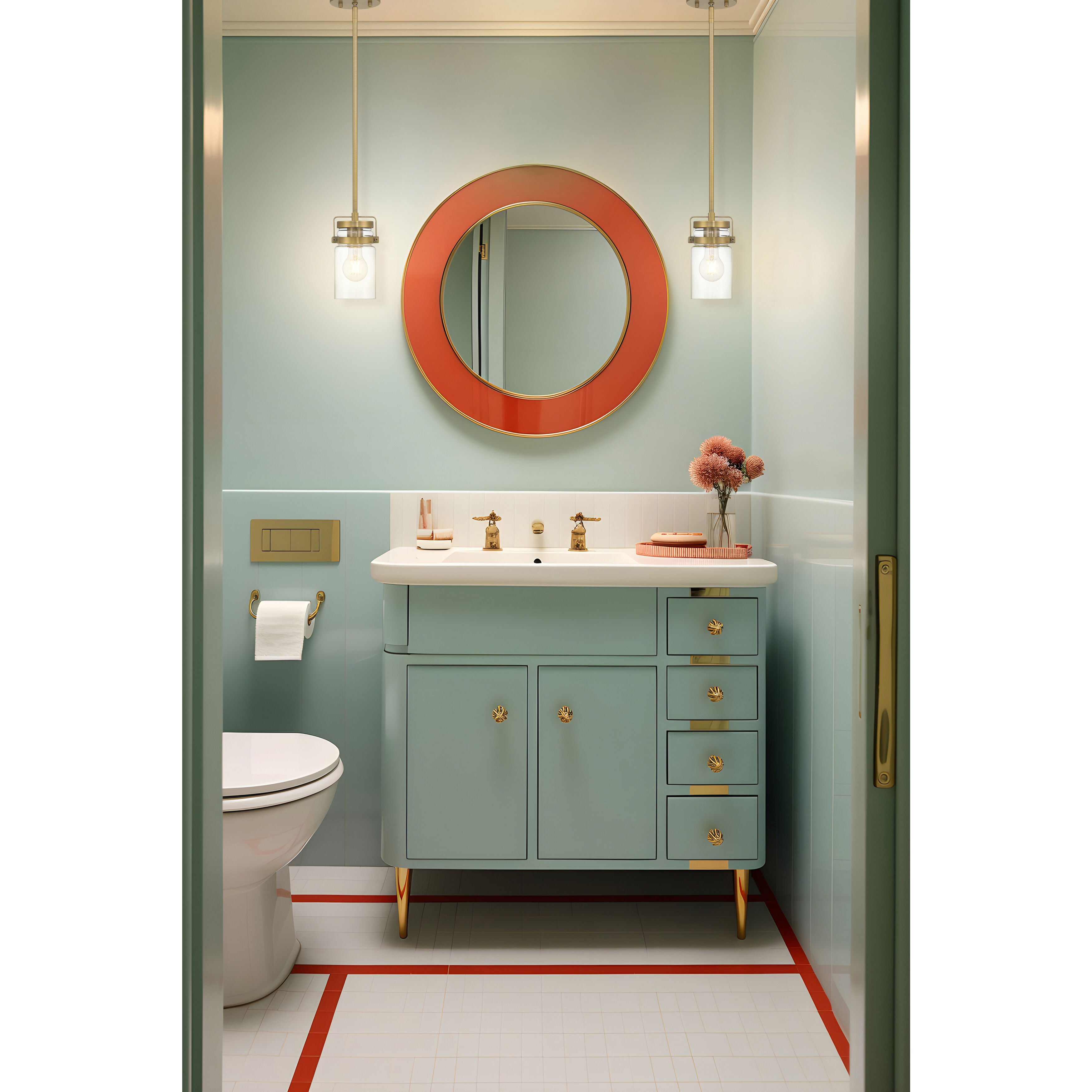 Shelby LED 4.5 inch Brushed Gold and Clear Pendant Ceiling Light