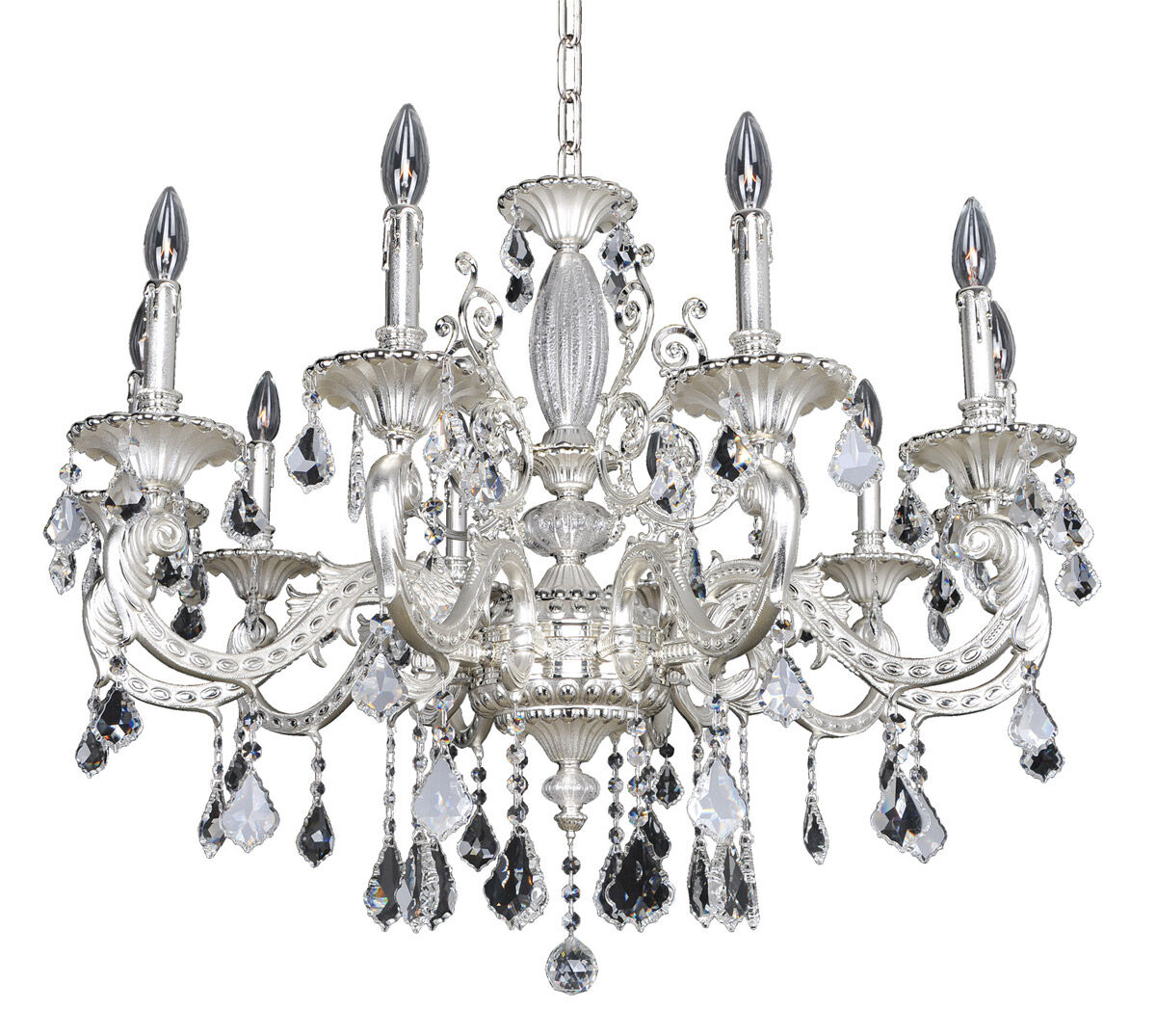 Cassella 10 Light 35 inch Two-Tone Silver Chandelier Ceiling Light