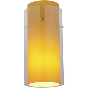 Glassn Glass Brushed Steel 5 inch Shade in Clear Outer Amber Inner, Cylinder