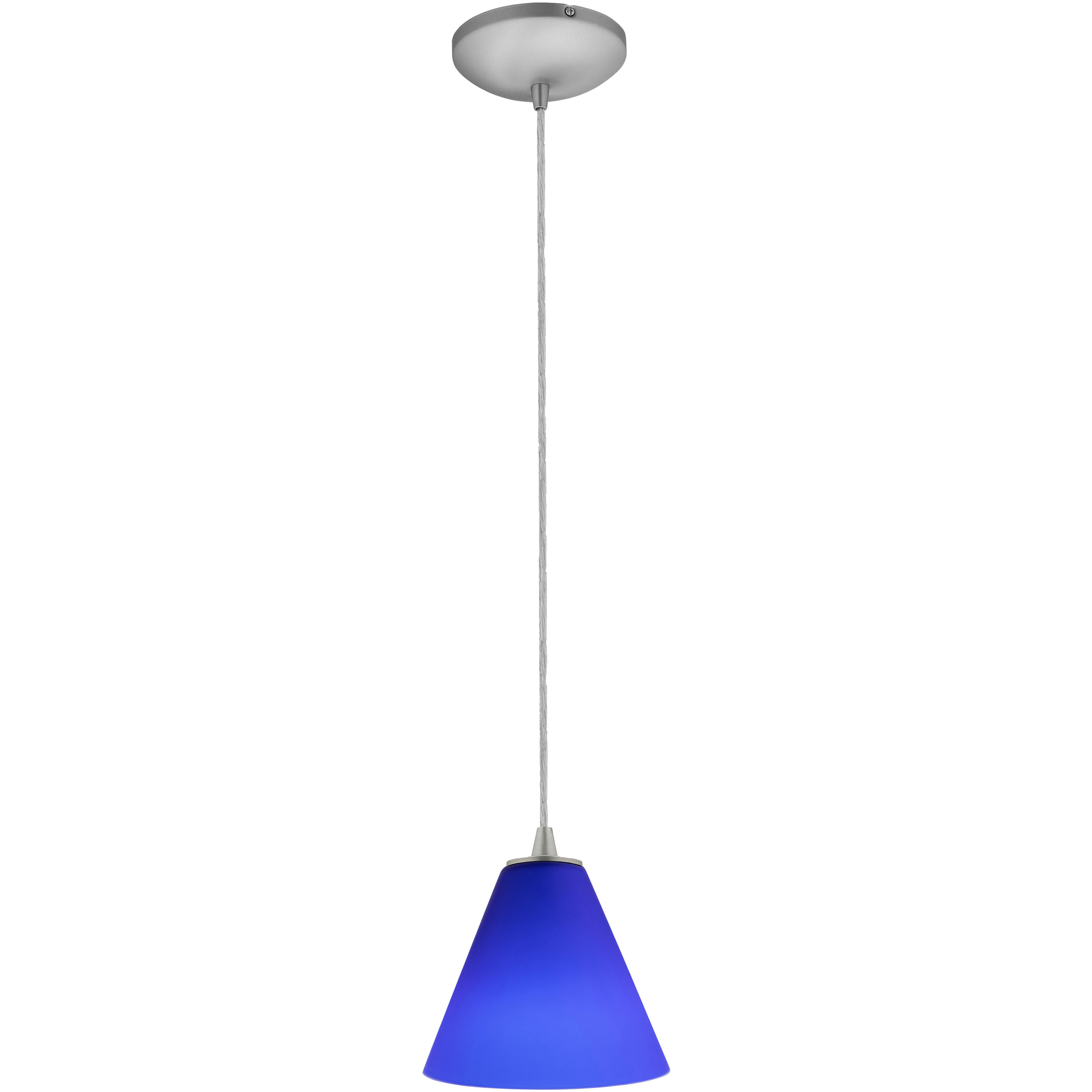 Martini 1 Light 7.25 inch Brushed Steel Pendant Ceiling Light in Cobalt