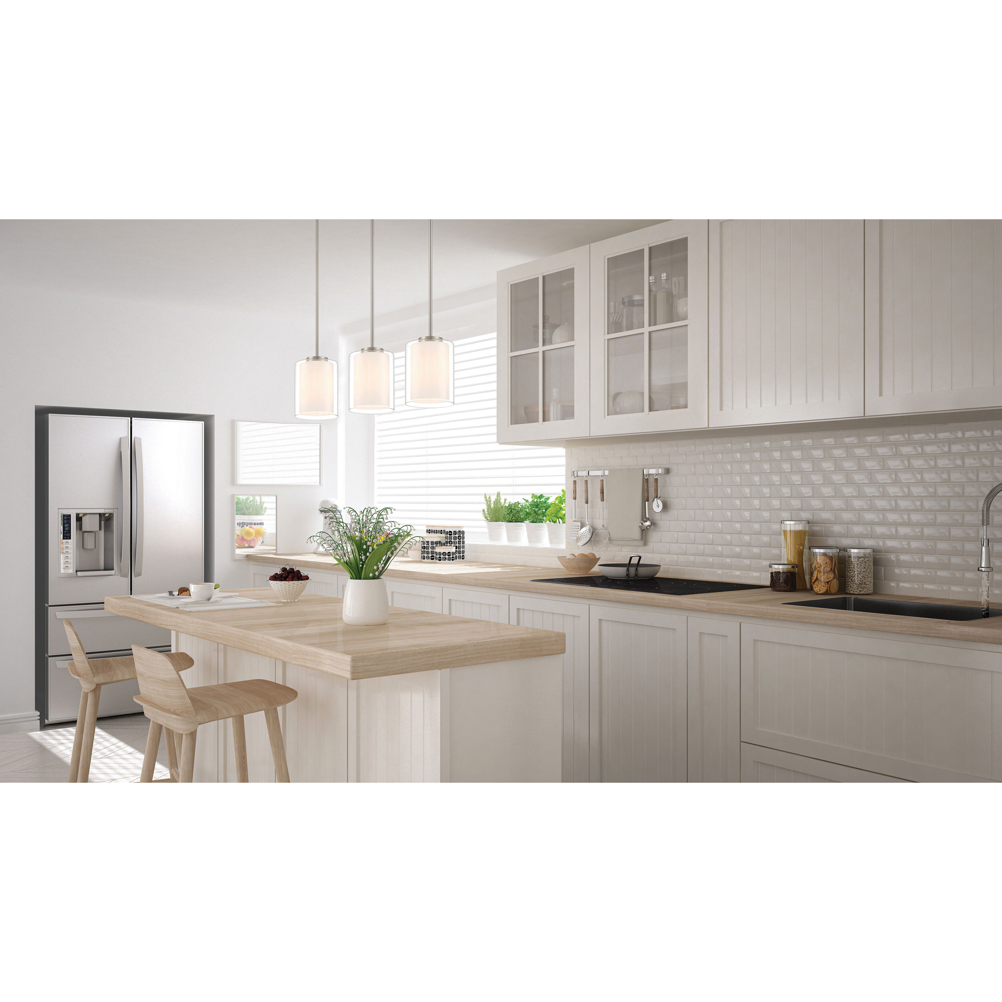 Seville 7 inch Brushed Steel Pendant Ceiling Light