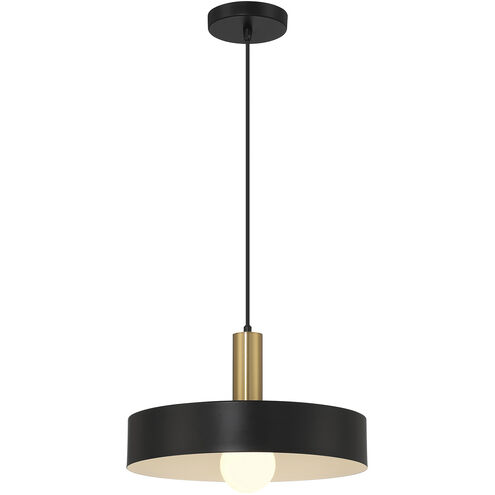 Slate LED 13.75 inch Black and Antique Brushed Brass Pendant Ceiling Light