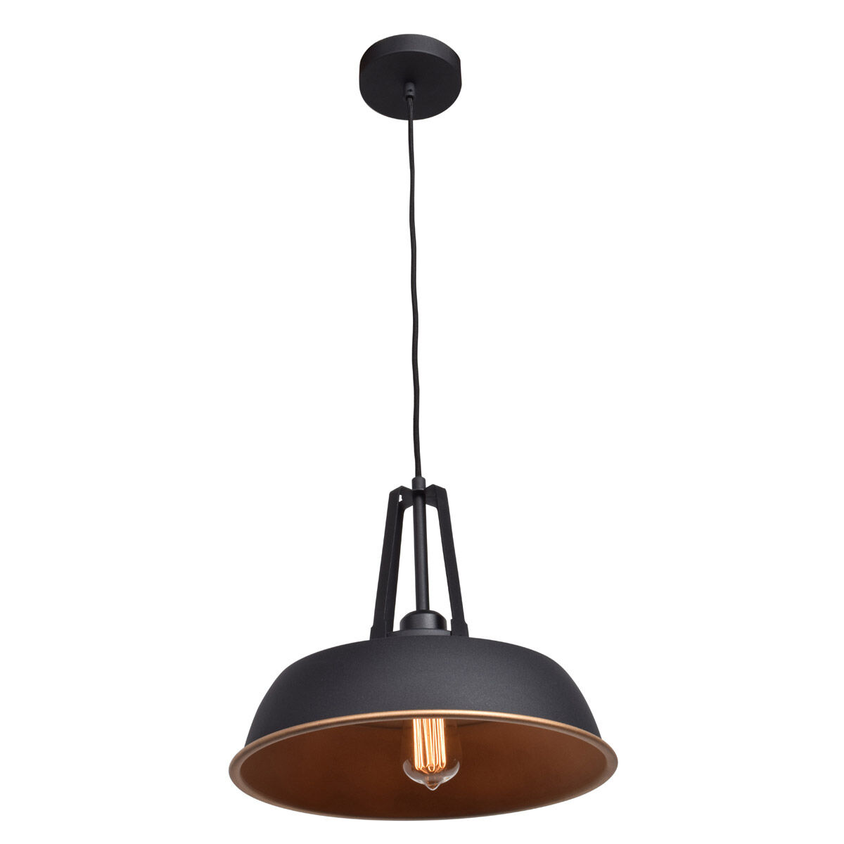 Nostalgia 1 Light 14 inch Matte Black Outer and Matte Gold Inner Pendant Ceiling Light