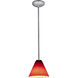 Martini 1 Light 7.25 inch Brushed Steel Pendant Ceiling Light in Red