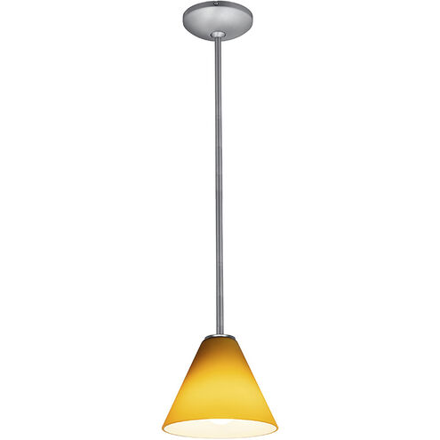 Martini 1 Light 7.25 inch Brushed Steel Pendant Ceiling Light in Amber