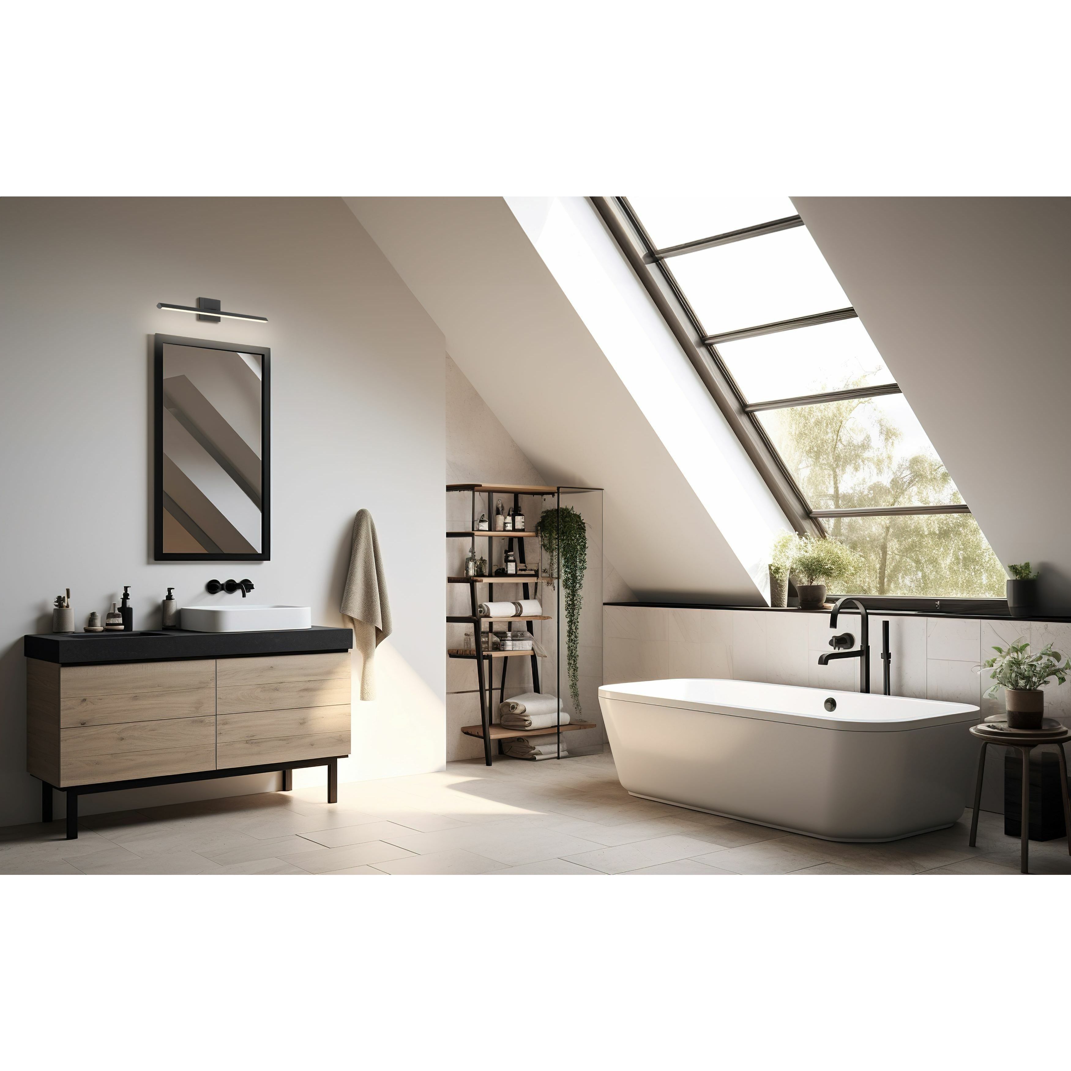 Float 1 Light 24.25 inch Matte Black Bath Vanity Light Wall Light